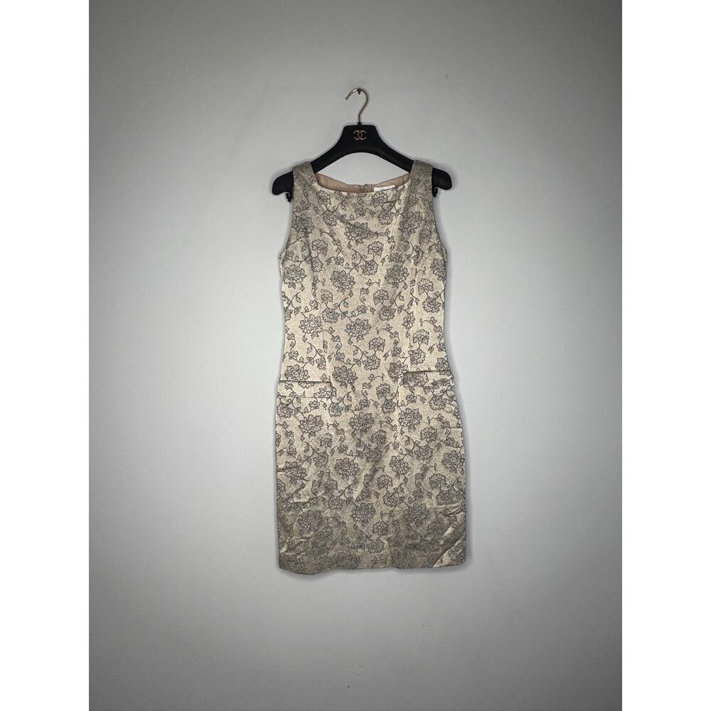 Vintage 90s Oscar De La Renta Women's 8 Silk Brocade Mini Sleeveless Dress